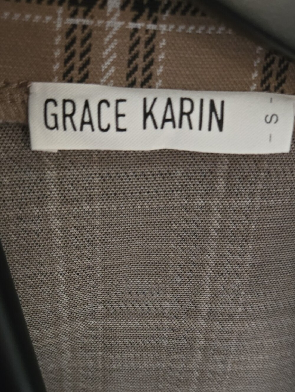 Grace Karin Beige Plaid Ruffle-Trim Blazer - Picture 2 of 5